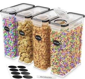lot 5164 image: KITCHEN Cereal Containers Storage Set of 4 Airtight Food Storage Containers with Lids