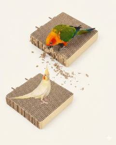 lot 28102 image: 2-Pack 7.9 Inch Bird Platform Perch  Foraging & Shredding Toy for Parakeets Cockatiels Conures  Chewable Cardboard Perch Stand for Small Parrots Cage - Retail $14