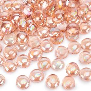 lot 28106 image: 1LB Pink Flat Glass Marbles, Vase Fillers Gems Fish Bowl Marbles Decorative Glass Pebbles for Vases Aquarium Floral Smooth Stone - Retail $9