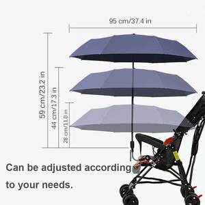 lot 28118 image: Universal Baby Parasol, Baby Stroller Sun Shade Sun Protection Sun Shade for Strollers, Waterproof Umbrella for Trolley Bike Wheelchair Buggy Fishing, Bicycle Umbrella with Holder Clip Clamp��Dark blue�� - Retail $28