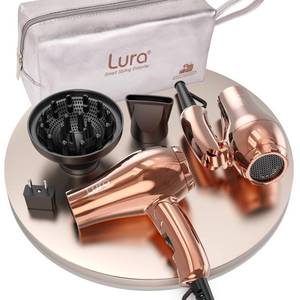 lot 28127 image: Auto Dual Voltage Travel Hair Dryer with Diffuser,Travel Blow Dryer Mini with EU Plug and UK Plug,Lightweight Portable Hairdryers with Folding Handle,1200W Compact Small Blowdryers for Women - Retail $30