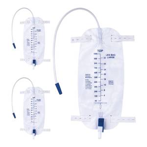 lot 28140 image: 1000ml Catheter Leg Bags, Urinary Drainage Bag for Men Women with Anti-Reflux Valve, 18 Tubing and Adjustable Cloth Straps, Easy Flip Drain (Pack of 3) - Retail $17