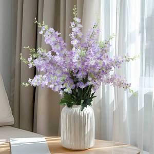 lot 28146 image: 8 pcs Clove Purple Delphinium Artificial Flowers, 34.25Artificial Snapdragon Flowers Tall Fake Flowers Silk Flowers Faux Delphinium Bulk for Tall Vase Home Wedding Garden Table Decor - Retail $24
