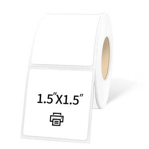 lot 28159 image: 1.5x1.5 White Square Thermal Label Stickers,Self-Adhesive Square Direct Thermal Labels,500 Sheets with Perforation Line in ROLL - Retail $7