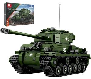lot 28173 image: M4A3E8 Sherman Tank Building Set,WW2 Military American Armed Tanks Building Block Set for Military Fans,World of Tanks Authorized Products 77030,Ideal Gift for Adults Boys Age 14,836 PCS - Retail $40