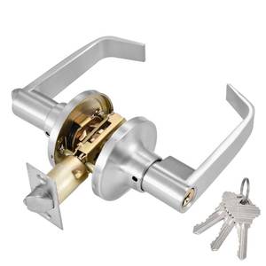 lot 28180 image: Commercial Door Lever Lock - Heavy-Duty Locking Door Handle, Entry Door Handle with Key Reversible Exterior and Interior Door Lever for Front Entrance, Bedroom and Bathroom. (Silver For Door 25-45mm) - Retail $27