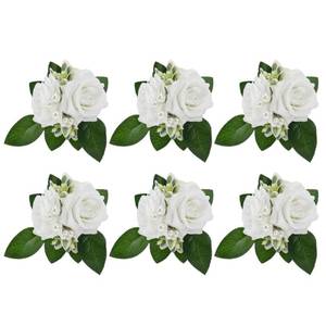 lot 28185 image: Ivory White Boutonnieres for Men 6Pcs Artificial Rose Wedding - Retail $19