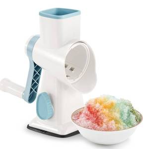 lot 28189 image: KEOUKE Rotary Ice Shaver Manual White - Stainless Steel Blade, Quick Labor-Saving Handle, Safe Stable Suction Base, Home Using Snow Cone Machine for All Ice Cubes - Retail $19