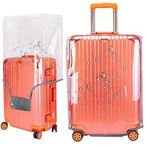lot 28217 image: 20 Inch Luggage Covers for Suitcase TSA Approved, Carry On Luggage Cover Protector Suitable 20-21 Inch Full Clear 0.3mm Thickness Protector PVC Clear Suitable for Long Travel Accessories - Retail $10