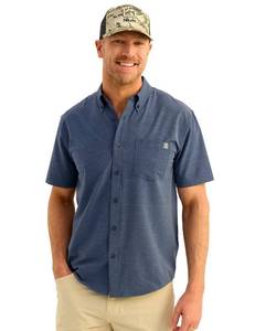 lot 28222 image: Mens Kona Solid Short Sleeve Fishing Button Down Shirt for Men, Naval Academy, X-Large - Retail $55
