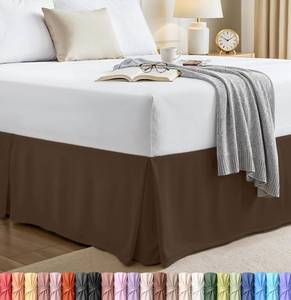 lot 28235 image: Bedding Full Bed Skirt - Soft Quadruple Pleated Ruffle - Easy Fit with 16 Inch Tailored Drop - Hotel Quality, Shrinkage and Fade Resistant (Full, Brown) - Retail $12