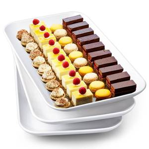 lot 38332 image: 16 Inch Large Serving Platter Set of 3, White Porcelain Platters for Serving Food - Rectangular Serving Trays for Party Entertaining, Oven Safe to 590°F, Dinnerware - Retail $23