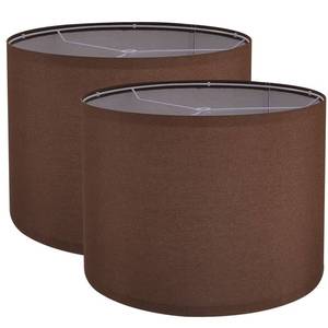 lot 38336 image: Lamp Shades Set of 2, Drum Lampshade for Table Lamps Floor Lamp, 13 Top X 13 Bottom X 10 High Brown Large-Medium Line Fabric Lamp Shades, Easy Assembly Replacement Lampshades - Retail $38