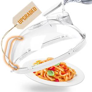 lot 38339 image: Microwave Food Cover, 12 Inch Microwave Splatter Cover with Water Steamer and Integrated Handle, White Clear Splatter Guard Microwave Cover for Food, Microwave Lid Gifts for Mom - Retail $35