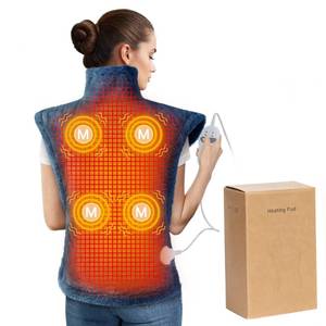 lot 38361 image: Massaging Heating Pad for Back, Neck and Shoulder,2 Heat Levels, 4 Massage Settings, 4 Massage Motors, Auto Shut-Off, Gifts for Mother, Blue - Retail $50