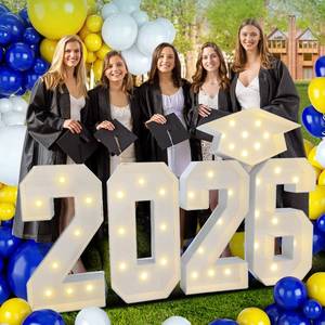 lot 38371 image: 2026 Graduation Party Decorations - 2.3FT Pre-Cut GRAD Marquee Letters Sign with Light - Mosaic Foam Board Includes Glue Gun Balloons for Kindergarten Preschool College Prom - Retail $29