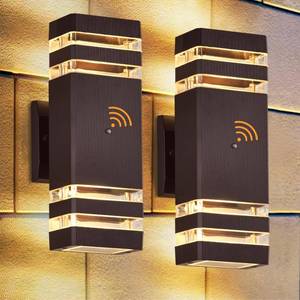 lot 38382 image: 2 Pack Dusk to Dawn Outdoor Wall Lights, Brown Exterior Wall Sconce Lighting Fixtures, Up and Down Porch Lights Outdoor Waterproof Warm White 3000K Outside Lights for House Garage Patio - Retail $64