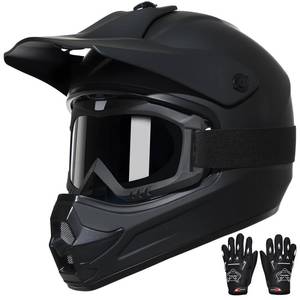 lot 38404 image: Youth Kids Dirt Bike Helmet Full Face Motocross Helmet with Goggle & Gloves DOTFMVSS-218 Approved Motorcycle Helmet - Retail $62