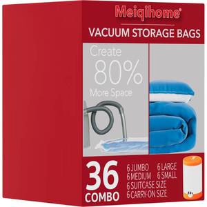 lot 38408 image: Vacuum Seal Bags for Clothing Travel & Home Storage, travel vacuum bags with pump, Store Blankets, Comforters, Pillows, Seasonal Clothes Compactly,36 Pack With Electric Pump - Retail $36