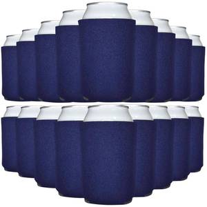 lot 38409 image: Bulk Blank Beer Can Cooler Sleeves (45-Pack) Sublimation Blanks for Vinyl Plain Soft Foam Can Sleeves Coolers for Soda Cans & Bottles Black, White, Assorted Solid Color (Navy Blue) - Retail $31