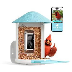 Birdfy Smart Bird Feeder with AI Camera, Auto Capture Videos & Live Stream, Wireless Wildbird Watching, Outdoor Backyard Birder(AI by Subscription) Blue - Retail: $100
