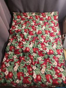 lot 60182 image: Table Cloth with Apple Floral Print Red Green White