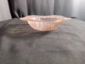 lot 60192 image: Pink Depression Glass Bowl with Floral Center Pattern