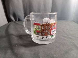 lot 60195 image: Frosted Glass Mug Winter Village Townscape Scene