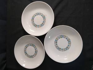lot 60203 image: Decorama 3-Piece Bowl Set 7-8 inch Geometric Pattern