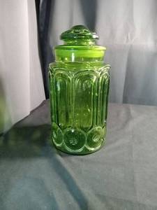 "Moon & Stars" L.E. Smith glass canister