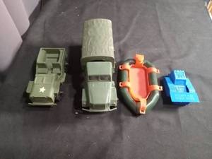 lot 60163 image: Mighty Mac Robot Dozer & Military Toy Vehicle Lot 4 Pieces
