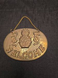 lot 3775 image: Brass Welcome Door Plaque Hand Made India Solid Brass