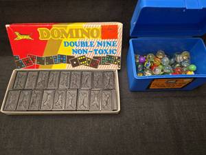 lot 2118 image: Domino Double Nine Non-Toxic Game Set with Marbles