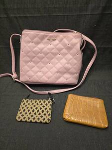 lot 2133 image: Nine West Quilted Crossbody Bag Pink with 2 Pouches