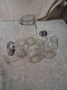 lot 4 image: Glass Storage Jar and Spice Shaker Set with Wire Bail Lid