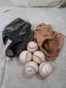 lot 25 image: MacGregor Baseball Gloves and Baseballs Lot