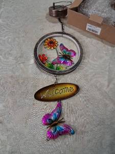 lot 53 image: Hanging Garden Suncatcher with Welcome Sign and Butterfly Charm