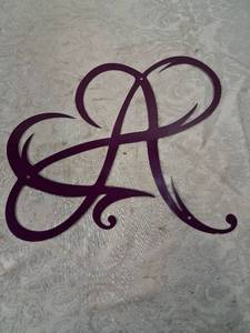 lot 85 image: Decorative Metal Wall Art Monogram Letter A Scroll Design