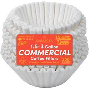 lot 1069 image: Commercial Coffee Filters, 13 x 5 Brew Basket Size, 12.5 x 4.5 Filter Paper, Fits BUNN, Fetco & Curtis 1.5-3 Gallon Brewers, Tall Wall No Overflow, 250 Count