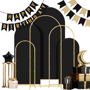 lot 1073 image: Gawicpy Wedding Arch Backdrop Stand Set Metal Arch Backdrop Stand with Wedding Arch Cover, Wedding Balloon Arch Backdrop Stand for Birthday, Baby Shower, Anniversary (Black, 4FT5FT6FT)