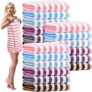 lot 1077 image: SmoothNovelty 18 Pack Microfiber Bath Towels Bulk 27 x 60 Oversized Size Bath Towel Highly Absorbent Extra Large Soft Drying for Beach Shower Summer Salon Sport Gym Party (Stripes,Multicolor)