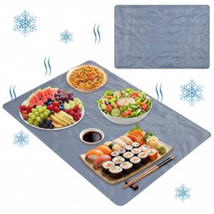 lot 1098 image: Reallnaive 2 Pcs Gray Extra Large Reusable Freezable Ice Mat for Buffet Chilled Serving Tray 24 x 35 inches Cooling Charcuterie Cooler for Food Cheese Deli Meat Veggie Sushi (Pure)
