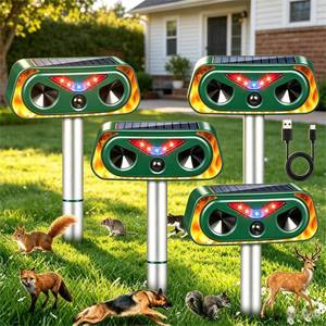 lot 1099 image: 2026 New Sonic Fortress Pro Deer Repellent Devices,4 Pcs Solar Ultrasonic Animal Repeller Outdoor Waterproof Motion Sensor Deterrent Yard Garden Repellent for Animals Cat,Squirrel,Racoon,Rabbit,Skunk