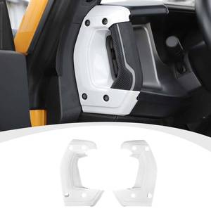 lot 1114 image: RAZPOY Center Console Side Grab Handle Cover Trim Compatible with 2021-2023 Ford Bronco Interior Accessories, White