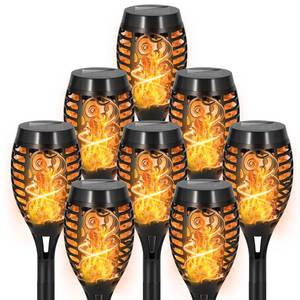 lot 1133 image: SPRKLINLIN 8 Pack Solar Lights Outdoor, Warm White Flickering Flame Torches