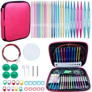 lot 2012 image: Weabetfu 60pcs Interchangeable Circular Knitting Needles Set with Case 13 Pairs of Aluminum Circular Knitting Needle for Handmade DIY Knitting with Knitting Accessories,(2.75mm-10mm)