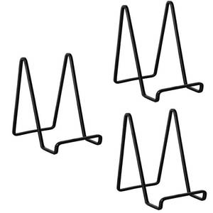 lot 2019 image: 3 Pack 4 inch Metal Plate Stands for Display, Plate Holder Pictures Frame Easel Display Stand, Tabletop Picture Stand, Iron Easels for Display Photo Frames, Plates, Vinyl Record��Book, Plaque, Sign