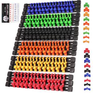 lot 2022 image: SWANLAKE Socket Organizer Set 18-Piece, 14-Inch x 96 Clips, 38-Inch x 90 Clips, 12-Inch x 72 Clips, Socket Organizer for Tool Box Drawer, Drive Socket Trays, Socket Holder Clip Rail