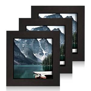 lot 2029 image: Hongkee 4x4 Black Picture Frames set of 3, Made of Wooden and Real Glass Small Square frame - Display on Table Desk Top or Wall Hanging