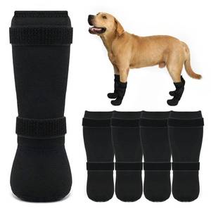 lot 2047 image: yrenoer Dog Socks 4-Pack for Medium & Large Dogs, Waterproof, Wear-Resistant, Non-Slip, Prevent Licking Paws, Adjustable Straps, Anti-Falling Off, for Wooden Floors, Indoor & Outdoor Use (Black, S)